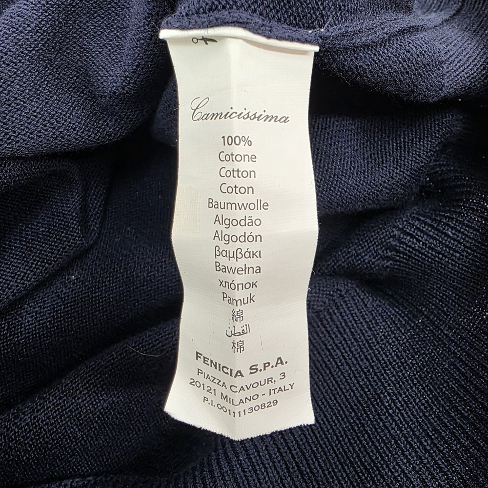 Quiet Luxury Camicissima Italian Cotton V Neck Sweater Mens M Navy NWT - Picture 8 of 13